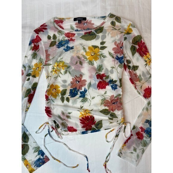 Ambiance Floral Mesh Top Size S RefM021 - Picture 5 of 6